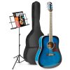 MAX SoloJam Westernová akustická kytara se stojanem na noty – Barva modrá