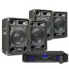 Max 4x MAX12 DJ Set reproboxů se zesilovačem s Bluetooth 2800W