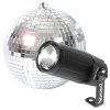 Set 20cm zrcadlové disco koule s LED bodovým reflektorem
