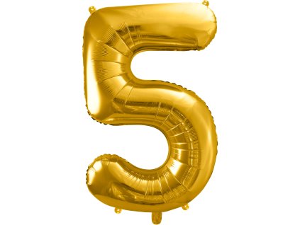 PartyDeco Balon foliowy numer 5, 86cm złoty