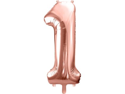 PartyDeco Balon foliowy numer 1, 86cm różowe złoto