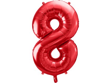 PartyDeco Balon foliowy cyfra 8, 86cm czerwony