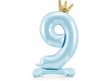 PartyDeco Stojący balon foliowy cyfra 9 84cm niebieski