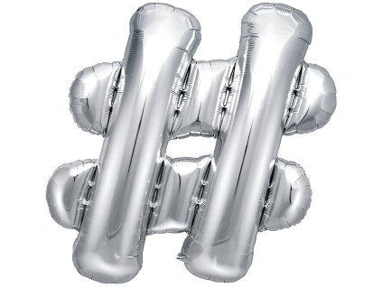 Balon foliowy PartyDeco #, 35 cm srebrny