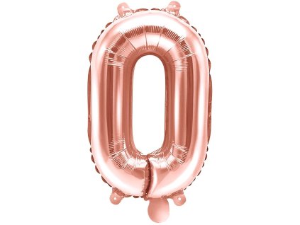PartyDeco Balon foliowy numer 0 35cm różowe złoto