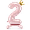 PartyDeco Stojący balon foliowy numer 2 84 cm jasnoróżowy