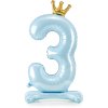 PartyDeco Stojący balon foliowy numer 3 84cm niebieski