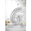 PartyDeco Stojący balon foliowy numer 6 70cm srebrny