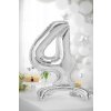 PartyDeco Stojący balon foliowy numer 4 70cm srebrny