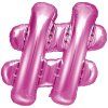 Balon foliowy PartyDeco #, 35 cm, ciemnoróżowy