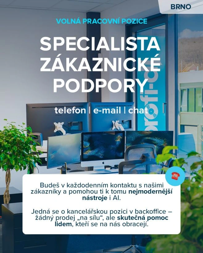 Tohle už chce profíka! Hledáme člověka na zákaznickou podporu do Brna, který pomůže zákazníkům s objednávkami, produkty a...