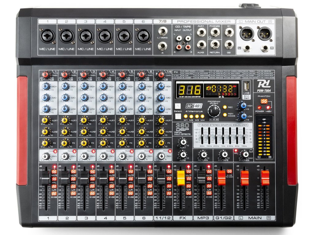Power Dynamics PDM-T804 Stage Mix 8-kanálový DSP/MP3