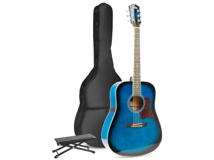 MAX SoloJam Westernová akustická gitara MAX s opierkou na nohy - Farba modrá
