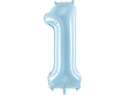 PartyDeco Fóliový balón číslo 1, 86cm light blue