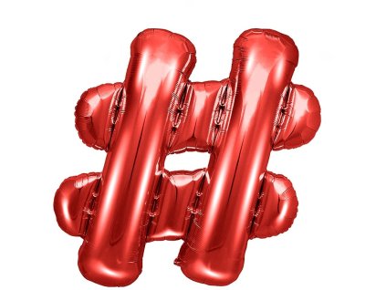 PartyDeco Fóliový balón sign #, 35cm červený
