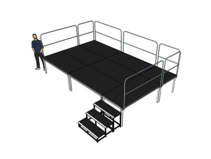Power Dynamics Kompletné pódium 5x3m - výška 50-53cm vrátane schodov a zábradlia