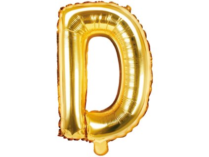 PartyDeco Fóliový balón písmeno D 35cm zlatý