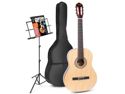 MAX SoloArt Sada klasickej akustickej gitary so stojanom na noty - Farba natural
