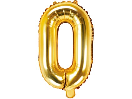 PartyDeco Fóliový balón písmeno O 35cm zlatý