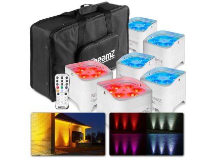 156612 bbp96sw sada 6 bilych akumulatorovych uplightu s 12w led a taskou flightbagem