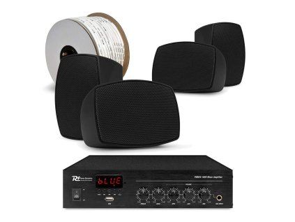 power dynamics outdoor speaker kit 4x bhw30bk speaker with pdm25 amplifier and cable 100v