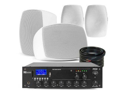 power dynamics outdoor speaker kit 4x bhw30wh speaker with ppa502 amplifier and cable 100v