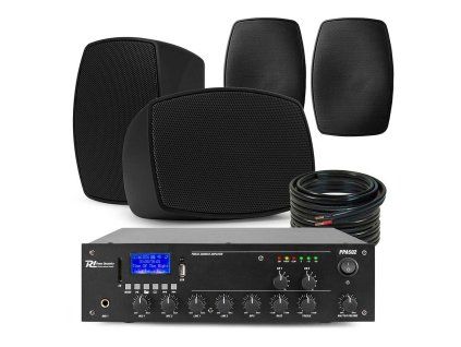 power dynamics outdoor speaker kit 4x bhw30bk speaker with ppa502 amplifier and cable 100v