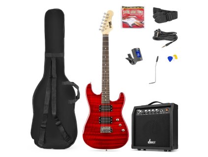 Max GigKit Elektrická gitara Pack Quilted Style Dark Red
