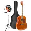 MAX SoloJam Westernová akustická gitara so stojanom na noty – Farba hnedá