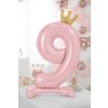 PartyDeco Stojaci fóliový balón číslo 9 84cm svetlo ružová