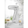 PartyDeco Stojaci fóliový balón číslo 7 70cm strieborný