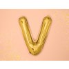 PartyDeco Fóliový balón písmeno V 35cm zlatý