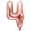 PartyDeco Fóliový balón číslo 4, 35cm ružovo zlatý