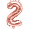 PartyDeco Fóliový balón číslo 2, 35cm ružovo zlatý