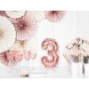 PartyDeco Fóliový balón číslo 3, 35cm ružovo zlatý