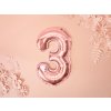 PartyDeco Fóliový balón číslo 3, 35cm ružovo zlatý