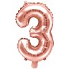 PartyDeco Fóliový balón číslo 3, 35cm ružovo zlatý
