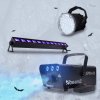 BeamZ Complete Halloween Effect Set s výrobníkom hmly s modrým LED podsvietením, LED stroboskopom a LED UV barom