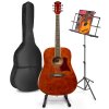 MAX SoloJam Westernová akustická gitara so stojanom, obalom a stojanom na noty - Farba hnedá