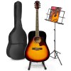 MAX Soloart klasická akustická gitara so stojanom na noty a gitaru – Farba Sunburst