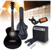 MAX ShowKit Súprava elektrickej akustickej gitary so stojanom na noty - Farba čierna