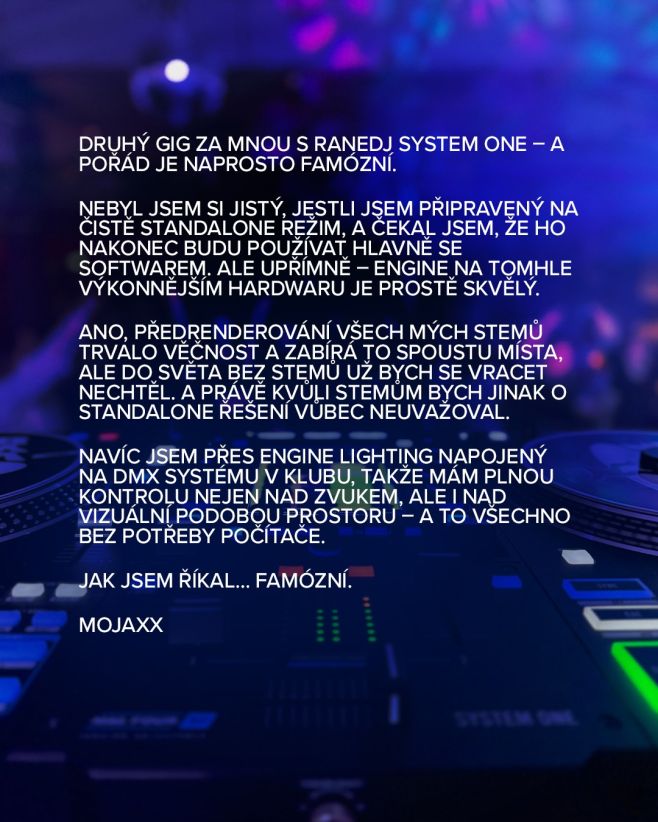 Dlouho, dlouho jsme nikde nečetli takovou chválu na DJ techniku, jako na RANE SYSTEM ONE...Tenhle text jsme prakticky...