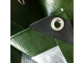 Pevná krycí plachta s oky zeleno-stříbrná 130 g/m2