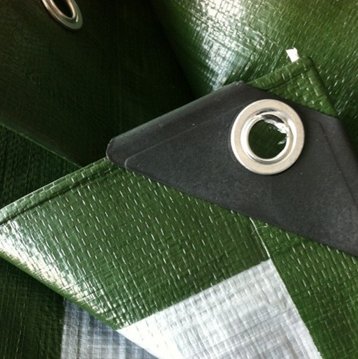 Pevná krycí plachta s oky zeleno-stříbrná 130 g/m2 Rozměr: 3x4m