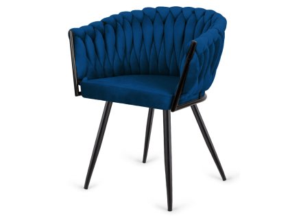 Krzeslo plecione Lugano fotel TRECCIA BLUE VELVET SMOKE [21468] 1200