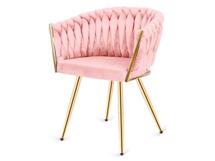 Krzeslo plecione Lugano fotel TRECCIA PINK VELVET GOLD [24673] 1200