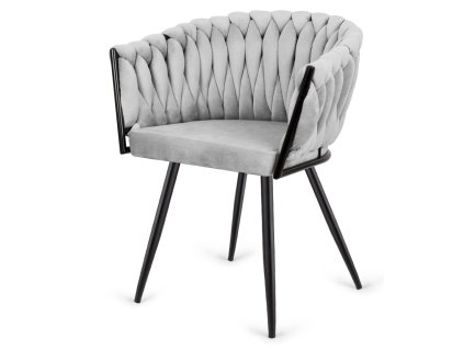 Krzeslo plecione Lugano fotel TRECCIA GREY VELVET SMOKE [21478] 1200
