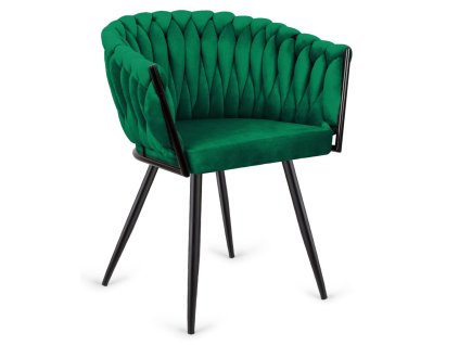 Krzeslo plecione Lugano fotel TRECCIA GREEN VELVET SMOKE [21465] 1200