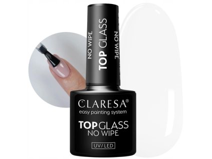 Claresa Top Glass No Wipe lakier hybrydowy efekt mokrych paznokci