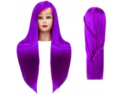 Kadeřnická hlava dámská 90 cm fialová